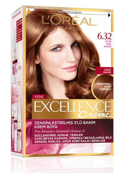 Loreal Paris Excellence Saç Boyası 6.32 Altın Açık Kahve