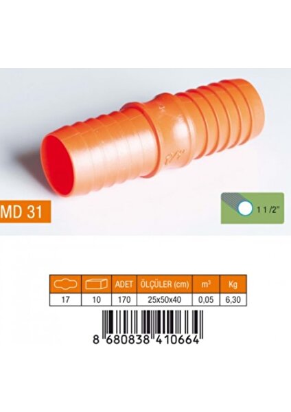 1.1/2" Hortum Eki Plastik MD31