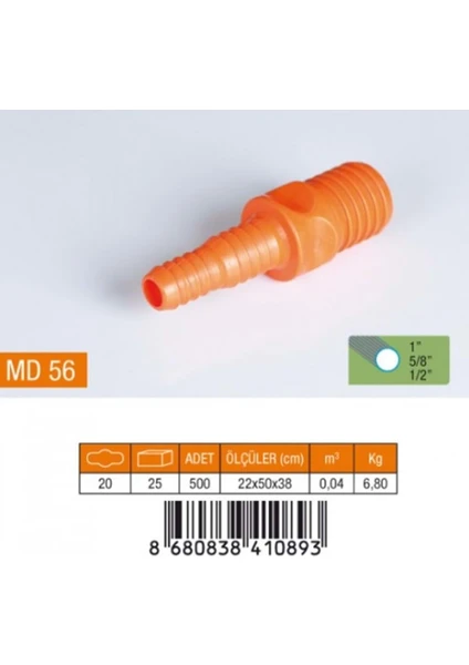 1"-5/8"-1/2" Redüksiyon Hortum Eki Plastik MD56