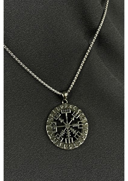 Viking Pusulası Vegvisir Model 316L Çelik Kolye