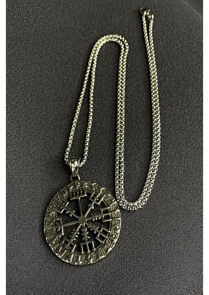 Viking Pusulası Vegvisir Model 316L Çelik Kolye