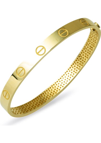 Vidalı 14 Ayar Altın Kelepçe Bilezik