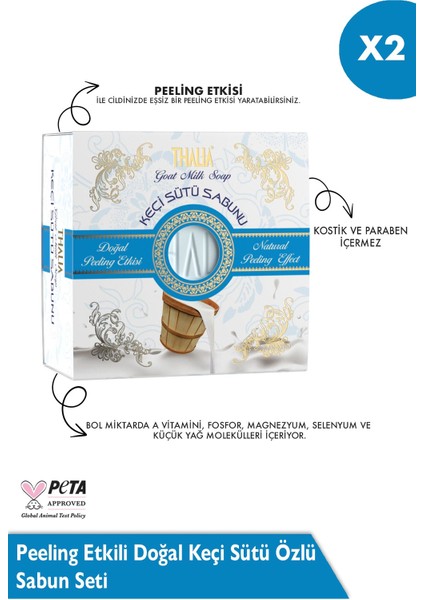 Peeling Etkili Doğal Keçi Sütü Özlü Sabun Seti 2 x 150gr