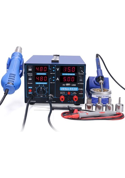 Yıhua 853D 15V 3A USB Güç Kaynaklı Sıcak Hava Üflemeli Havya Istasyonu