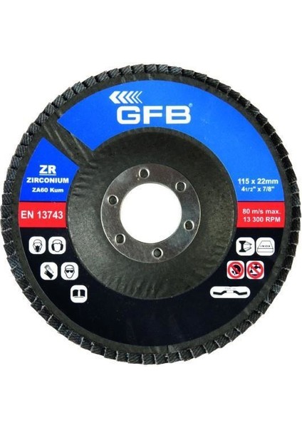 10 Adet Zirkonyum Flap Disk Zımpara 115MM-40 Kum