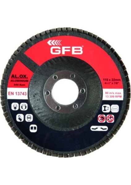 10 Adet Alüminyum Flap Disk Zımpara 115MM-100 Kum