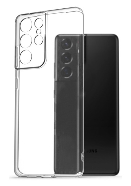 Gor Samsung Galaxy S21 Ultra Kılıf Kamera Korumalı Şeffaf Silikon Kılıf ALL-34466