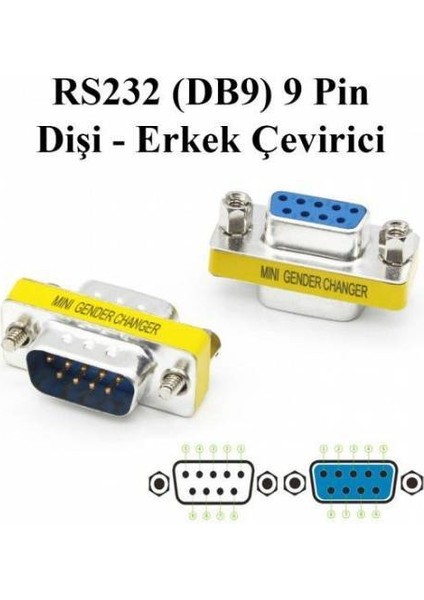 RS232 Dişi Erkek Aparat Com Uzatma 9 Pin Rs 232 Ara Db9 9 Pin Dişi Erkek Birleştirici RS232