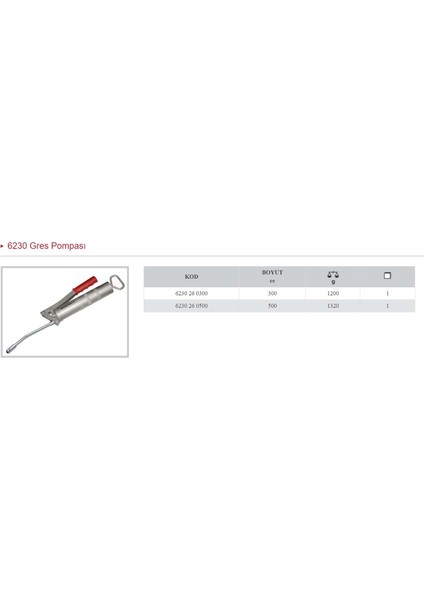 Izeltaş 500 cc Gres Pompası  6230 26 0500