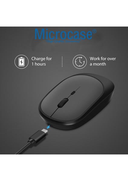 1600 Dpı Şarj Edilebilir 2.4 Ghz Bluetooth Kablosuz Mouse - AL2674 Gri