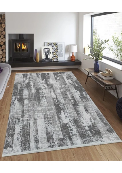 Balat Halı Saçaklı Gri Dokuma Oturma Odası ve Salon Halısı-100x300 cm