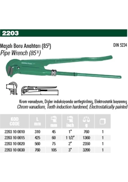 1" Maşalı Boru Anahtarı  2203 10 0010