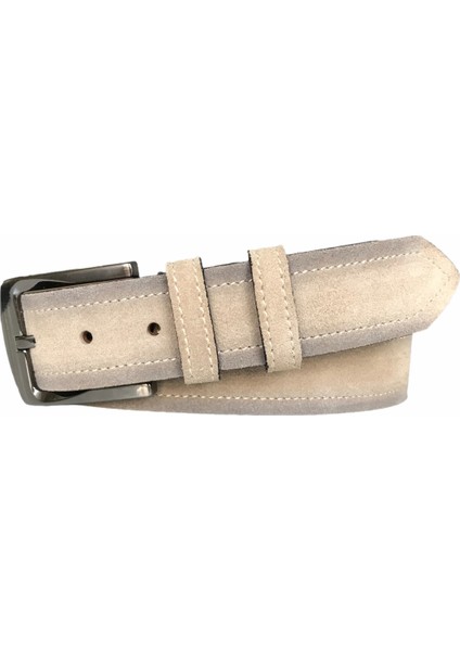 Deri Süet Krem Rengi Kemer 4 cm