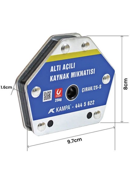 Çırak/25S Manyetik Kaynak Gönyesi 6 Açılı, 25 Kg Kaynak Tutucu Mıknatıs