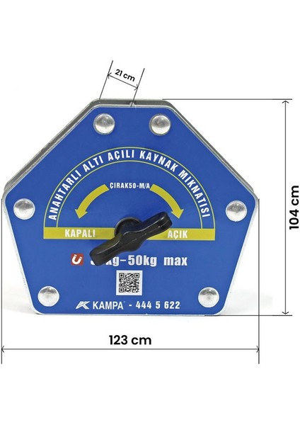 Çırak-50M/A Manyetik Kaynak Gönyesi On-Off Anahtarlı 6 Açılı, 35-50 Kg Kaynak Tutucu Mıknatıs