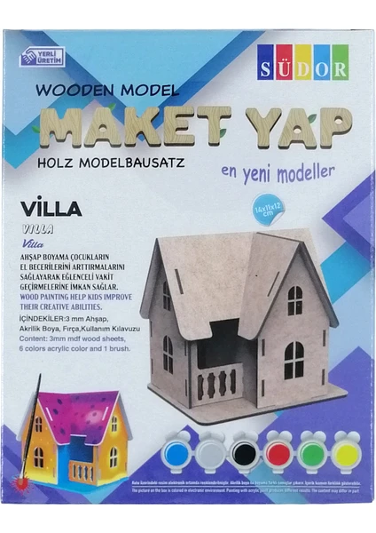 Ahşap Maket Villa Boyama Seti 14X11X12 cm N:MD204