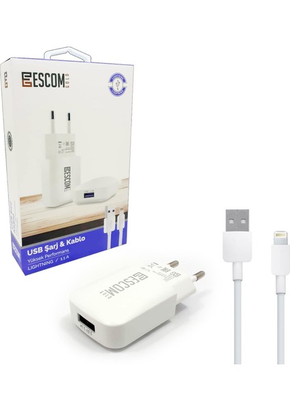 Telefon Şarj Aleti Set 1.1A Lıghtnıng Escom Gold ESC-410