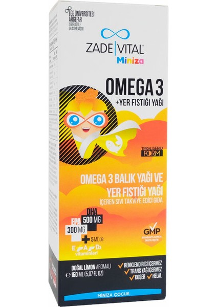 Zade Vital Miniza Omega 3 ve Yer Fıstığı Yağı 150 ml