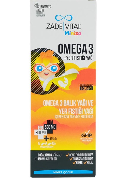 Zade Vital Miniza Omega 3 ve Yer Fıstığı Yağı 150 ml