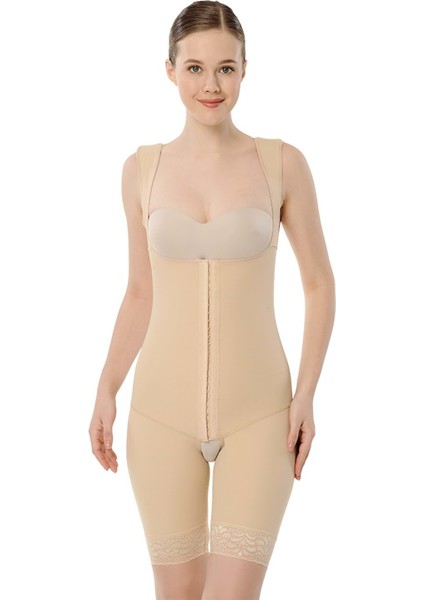 Ref 218AGRAFLI Göğüs Altı- Diz Üstü / Sırtı Kapalı Liposuction Korse
