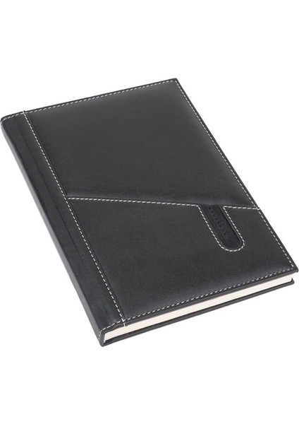 Deri Telefon Kılıflı Kapak Tarihsiz Düz Defter 17 x 24 cm Siyah