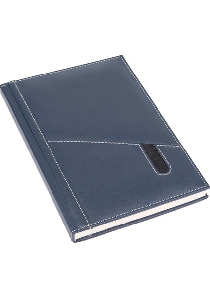 Deri Telefon Kılıflı Kapak Tarihsiz Düz Defter 17 x 24 cm Lacivert