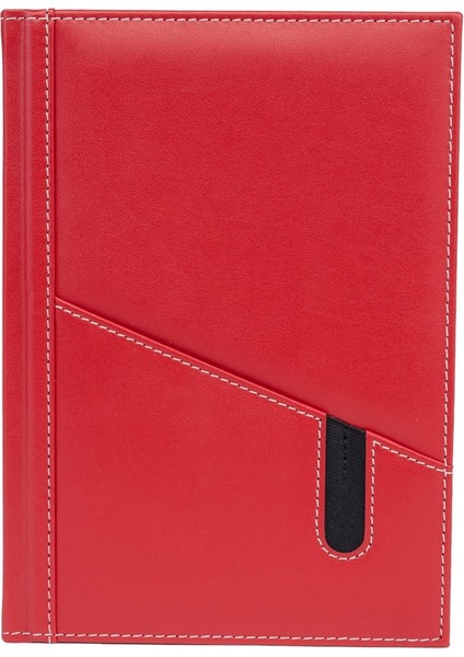 Deri Telefon Kılıflı Kapak Tarihsiz Düz Defter 17 x 24 cm Kırmızı