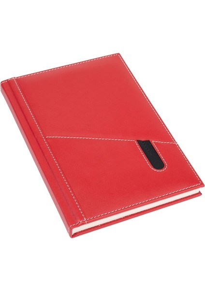 Deri Telefon Kılıflı Kapak Tarihsiz Düz Defter 17 x 24 cm Kırmızı