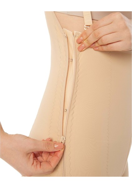 222 Fermuarlı Göğüs Altı - Diz Üstü / Sırt Destekli Liposuction Korse Siyah Xxxl(6)