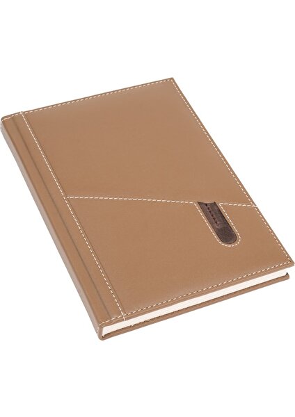 Deri Telefon Kılıflı Kapak Defter Tarihsiz Düz 17 x 24 cm Vizon