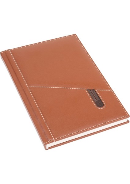 Deri Telefon Kılıflı Kapak Defter Ajanda Tarihsiz Çizgili 17 x 24 cm Taba