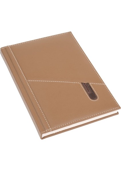 Deri Telefon Kılıflı Kapak Defter Ajanda Tarihsiz Çizgili 17 x 24 cm Vizon fırsatları