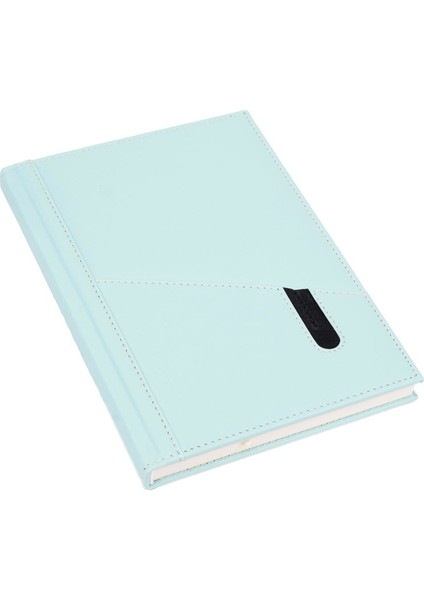 Deri Telefon Kılıflı Kapak Defter Ajanda Tarihsiz Kareli 17 x 24 cm Su Yeşili