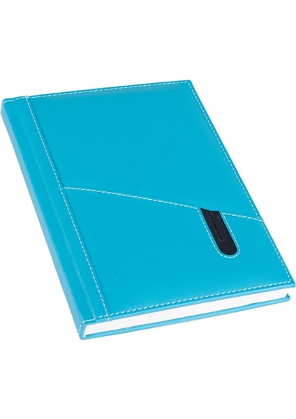 Deri Telefon Kılıflı Kapak Defter Ajanda Tarihsiz Kareli 17 x 24 cm Turkuaz