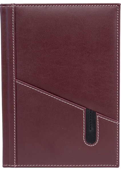 Deri Telefon Kılıflı Kapak Defter Ajanda Tarihsiz Kareli 17 x 24 cm Bordo