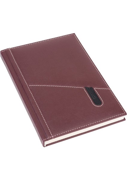 Deri Telefon Kılıflı Kapak Defter Ajanda Tarihsiz Kareli 17 x 24 cm Bordo