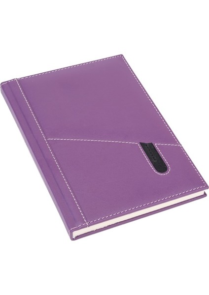 Deri Telefon Kılıflı Kapak Defter Ajanda Tarihsiz Kareli 17 x 24 cm Lila