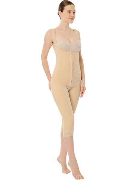 217 Agraflı Göğüs Altı - Diz Altı / Sırtı Kapalı Liposuction Korse Ten S(1)