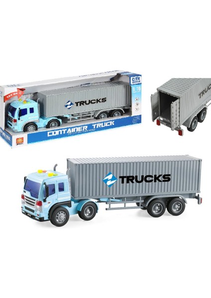 4i Oyuncak 1:16 Sesli ve Işıklı Konteyner Taşıyan Tır 40CM.
