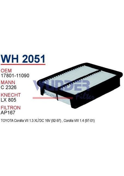 Toyota Corolla 1.3 I Terra Hava Filtresi