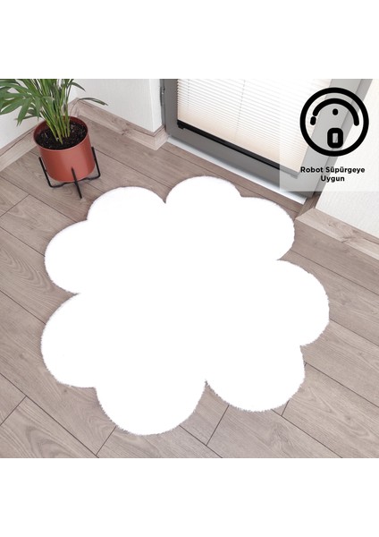 Yonca Peluş Halı Dekoratif Lazer Kesim Peluş Halı Oda Halısı
