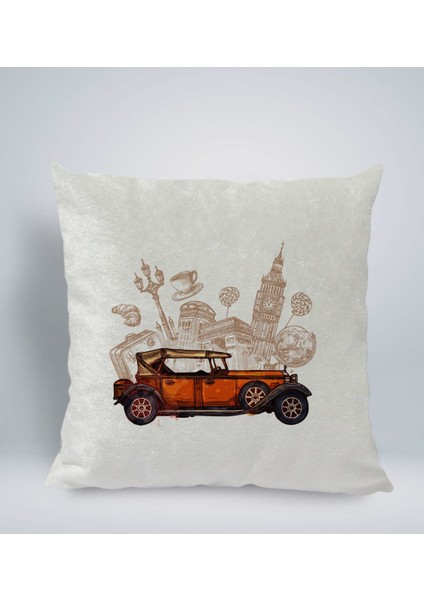 Gift Klasik Araç Tasarımlı Kare Araç Koltuk Yastığı-2