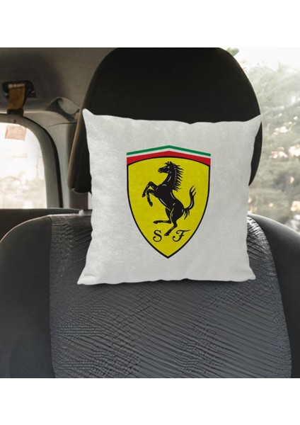 Gift Ferrari Tasarımlı Kare Araç Koltuk Yastığı-1