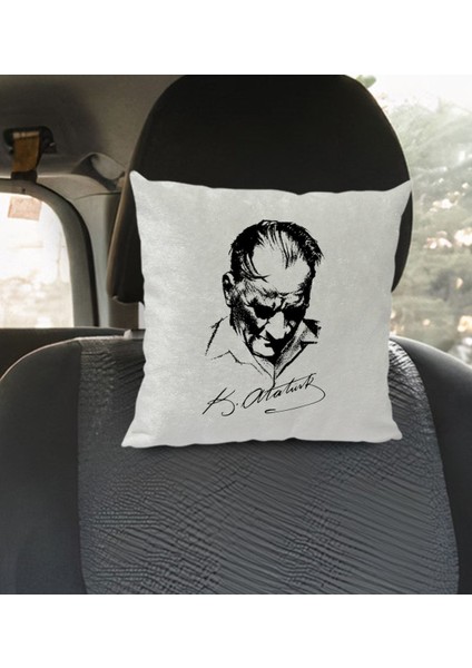 Gift Atatürk Temalı Kare Araç Koltuk Yastığı-28 modelleri