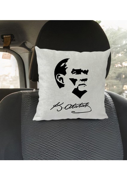 Gift Atatürk Temalı Kare Araç Koltuk Yastığı-24 modelleri