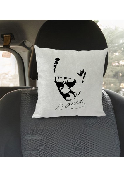 Gift Atatürk Temalı Kare Araç Koltuk Yastığı-25 modelleri
