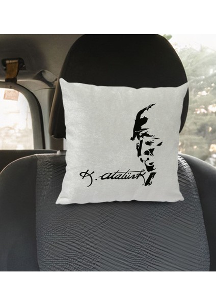 Gift Atatürk Temalı Kare Araç Koltuk Yastığı-21 modelleri