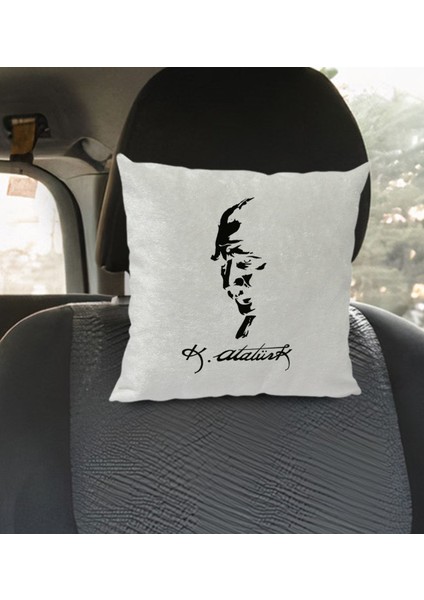 Gift Atatürk Temalı Kare Araç Koltuk Yastığı-22 modelleri