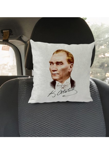 Gift Atatürk Temalı Kare Araç Koltuk Yastığı-15 modelleri