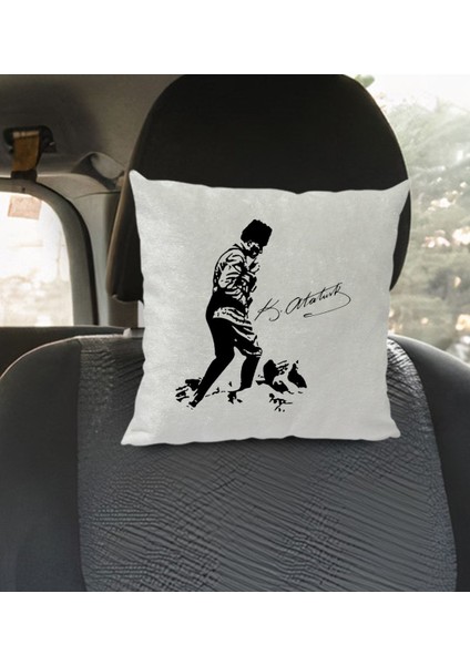 Gift Atatürk Temalı Kare Araç Koltuk Yastığı-16 modelleri